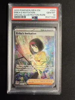 2023 POKEMON MEW EN-151 SPECIAL ILLUSTRATION RARE #203 ERIKA'S INVITATION PSA 10 - Image 1