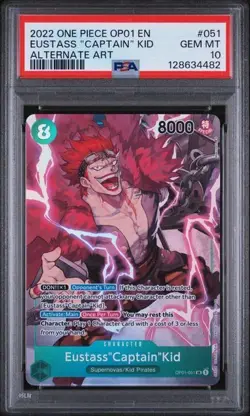 2022 One Piece Eustass "Captain" Kid OP01-051 Alternate Art PSA 10 Pre-errata - Image 1