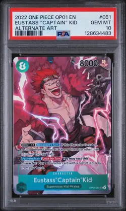 2022 One Piece Eustass "Captain" Kid OP01-051 Alternate Art PSA 10 Pre-errata - Image 1