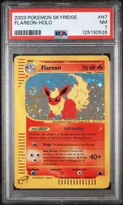 2003 POKEMON SKYRIDGE #H7 FLAREON-HOLO PSA 7 #H7 (SWIRL) (New Cert) - Image 1