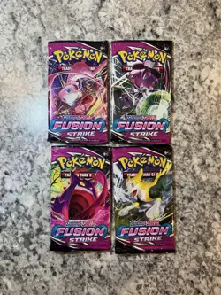 Pokemon TCG Sword & Shield Fusion Strike Booster Pack Art Set (4 Packs) - Image 1