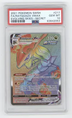 2021 POKEMON SWORD & SHIELD EVOLVING SKIES RAYQUAZA FULL ART SECRET PSA 10 Q1887 - Image 1
