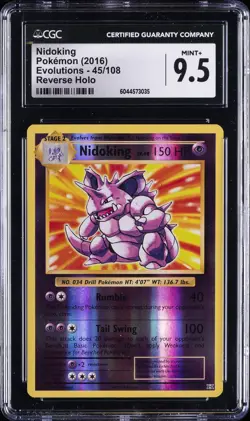 2016 POKEMON EVOLUTIONS REVERSE HOLO #45/108 NIDOKING CGC 9.5 - Image 1