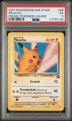 2001 Pokemon WotC Black Star Promo Pikachu #26 PSA 5 EX Vintage - Image 1