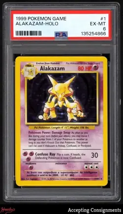 1999 Pokemon Base Unlimited #1 Alakazam HOLO PSA 6 EX-MT - Image 1