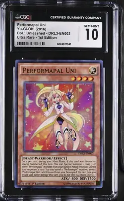 Performapal Uni *CGC 10* DRL3-EN002 *POP 1* Ultra Rare *2016* Yugioh - Image 1