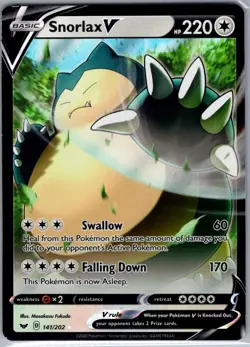 Snorlax V 141/202 SWSH01: Sword & Shield Base Set - Pokemon Card - NM - Image 1