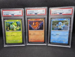 3X LOT Pokemon PSA 9 Bulbasaur Squirtle Charmander 151 Poster Collection Promo - Image 1