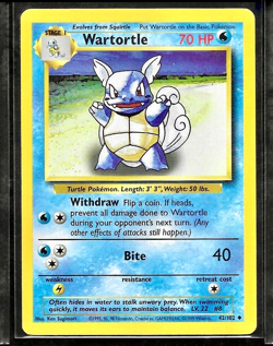 1999 Pokemon TCG Base Set Unlimited Wartortle 42/102 Uncommon Vintage WoTC LP/NM - Image 1