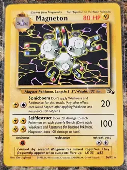 1999 Pokemon Fossil Rare Magneton 26 NM or Better - Image 1