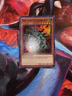 Yugioh! Manju of the Ten Thousand Hands HISU-EN047 Super Rare 1st Edition LP - Image 1