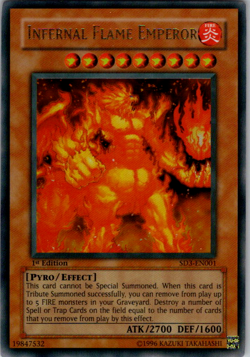 Yugioh Infernal Flame Emperor SD3-EN001 Ultra Rare 1st Edition LP - Image 1