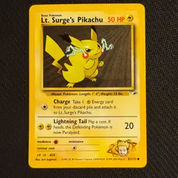 Lt. Surge's Pikachu 81/132 LP Common Gym Heros Unlimited Pokemon TCG - Image 1