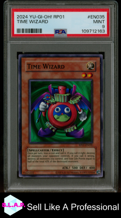 TIME WIZARD YU-GI-OH! RP01-RETRO PACK 2024 EN035 PSA 9 - Image 1