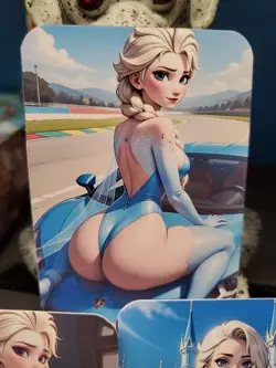 Lot Of 3 Elsa Frozen Disney Racing,Ice Castle Southern Customs Waifu Card - Image 2