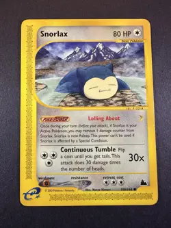 2003 Pokemon TCG Snorlax 100/144 Non-Holo Skyridge LP+ Clean Small Crease - Image 1
