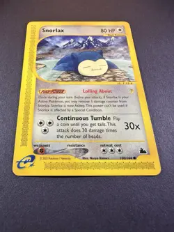 2003 Pokemon TCG Snorlax 100/144 Non-Holo Skyridge LP+ Clean Small Crease - Image 3