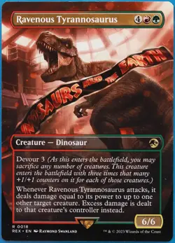 Ravenous Tyrannosaurus Jurassic World NM Red Green Rare CARD (510158) ABUGames - Image 1