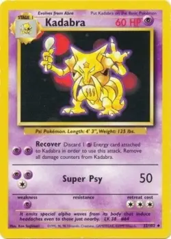 Pokemon TCG - Kadabra - 32/102 - Uncommon Unlimited - Base Set [Lightly Played] - Image 1