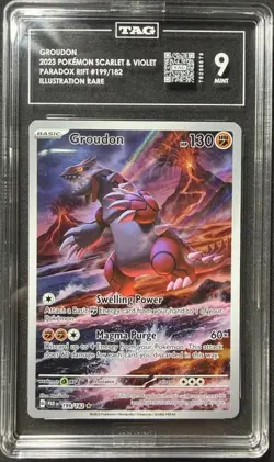 2023 Pokemon Paradox Rift GROUDON #199/182 Illustration Rare English TAG 9 Mint - Image 1