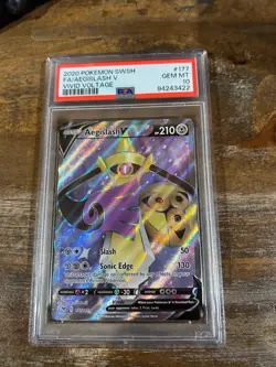 POKEMON 2020 SWSH Vivid Voltage Full Art AEGISLASH V #177 PSA 10 Gem Mint RARE - Image 1