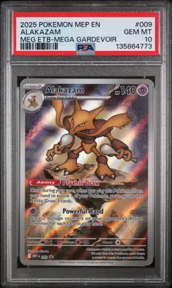 2025 POKEMON MEP EN-ME BLACK STAR PROMO #009 ALAKAZAM PSA 10 - Image 1