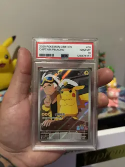 PSA 10 2025 Pokemon Chinese Exclusive Gem Pack Vol 1 FA Captain Pikachu 07 09 - Image 1