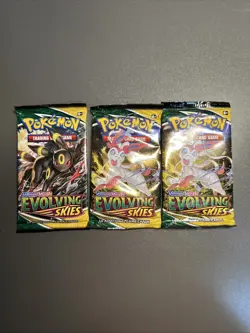 Pokemon TCG Sword & Shield Evolving Skies Factory Sealed Booster Pack Lot Of 3 - Image 1