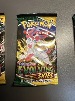 Pokemon TCG Sword & Shield Evolving Skies Factory Sealed Booster Pack Lot Of 3 - Image 4