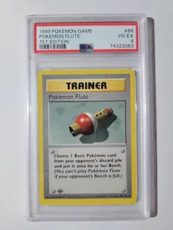 Pokemon Flute Base Set 86/102 1st Edition Shadowless PSA 4 - Image 1