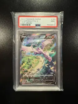 2022 Pokemon SWSH Aerodactyl V #180/196 PSA Mint 9 Lost Origin - Image 1