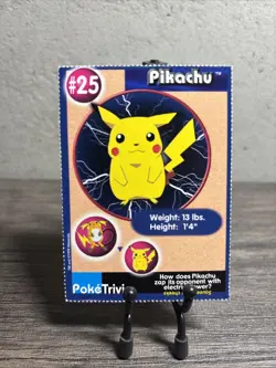 Pikachu 1999 Original 151 Pokemon Burger King PokeTrivia Trading Card #25-NM! - Image 1