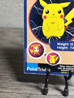 Pikachu 1999 Original 151 Pokemon Burger King PokeTrivia Trading Card #25-NM! - Image 4
