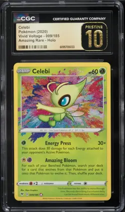 CGC Pristine 10 Celebi Amazing Rare Vivid Voltage 2020 Pokemon Card #009 - Image 1
