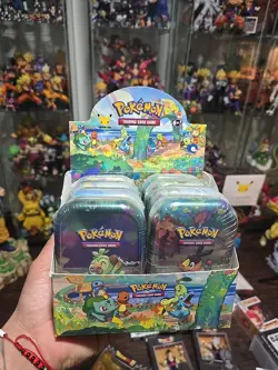 Pokemon Celebrations 8 Sealed Mini Tins with Open Display Box All Arts - Image 1