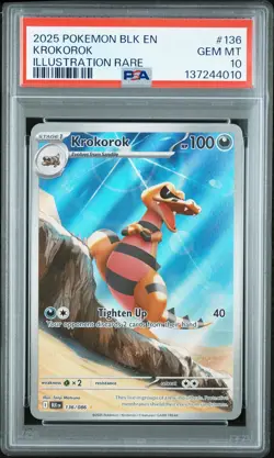 137244010 Krokorok 2025 Pokemon Scarlet Violet Black Bolt #136 PSA 10 - Image 1