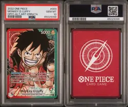 One Piece Card Monkey D. Luffy Alt Art OP01-003 L Romance Dawn PSA 10 - ERRATA - Image 3