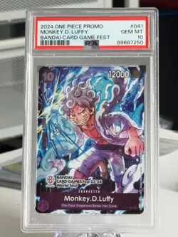 PSA 10 One Piece Monkey D. Luffy Bandai Card Game Fest 23-24 P-041 English - Image 1
