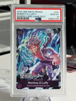 PSA 10 One Piece Monkey D. Luffy Bandai Card Game Fest 23-24 P-041 English - Image 1