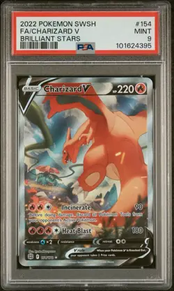 2022 POKEMON SWORD & SHIELD BRILLIANT STARS #154 FULL ART/CHARIZARD V PSA 9 - Image 2
