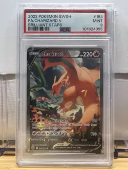 2022 POKEMON SWORD & SHIELD BRILLIANT STARS #154 FULL ART/CHARIZARD V PSA 9 - Image 4