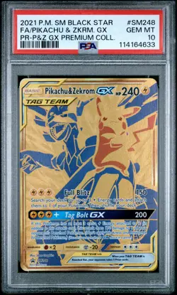 2021 POKEMON SM BLACK STAR PROMO #SM248 FULL ART/PIKACHU & ZEKROM GX PSA 10 - Image 1