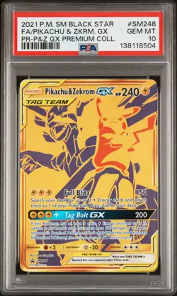 2021 POKEMON SM BLACK STAR PROMO #SM248 FULL ART/PIKACHU & ZEKROM GX PSA 10 - Image 1