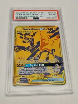 2021 POKEMON SM BLACK STAR PROMO #SM248 FULL ART/PIKACHU & ZEKROM GX PSA 10 - Image 1