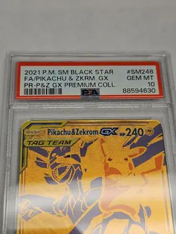 2021 POKEMON SM BLACK STAR PROMO #SM248 FULL ART/PIKACHU & ZEKROM GX PSA 10 - Image 2