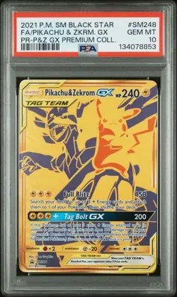 2021 POKEMON SM BLACK STAR PROMO #SM248 FULL ART/PIKACHU & ZEKROM GX PSA 10 - Image 1