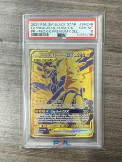 2021 POKEMON SM BLACK STAR PROMO #SM248 FULL ART/PIKACHU & ZEKROM GX PSA 10 - Image 1