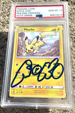 POKEMON PIKACHU Steve Aoki SIGNED Card PSA/DNA GEM MINT 10 Authentic Slabbed - Image 1