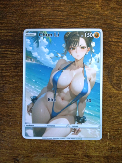 Beautiful Waifu Card - Chun Li Beach - Goddess ACG Custom DIY Fan Art Card - Image 1