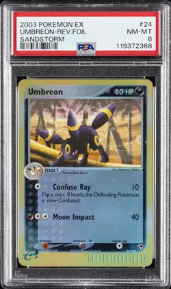 2003 POKEMON EX SANDSTORM #24 UMBREON-REVERSE FOIL PSA 8 - Image 1